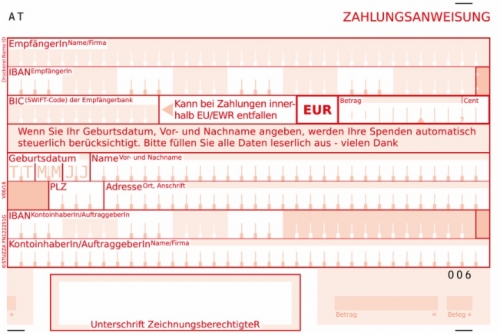 Zahlungsanweisung Spenden